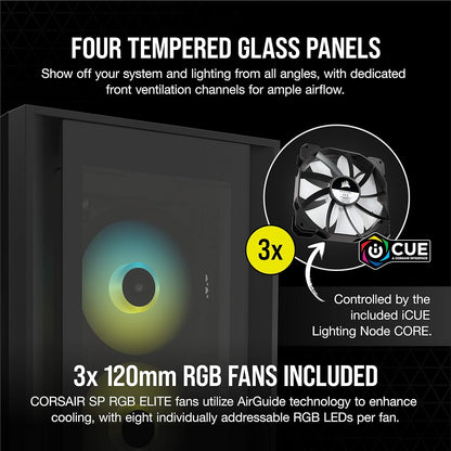 Corsair CC-9011212-WW iCUE 5000X RGB Black Mid-Tower Case