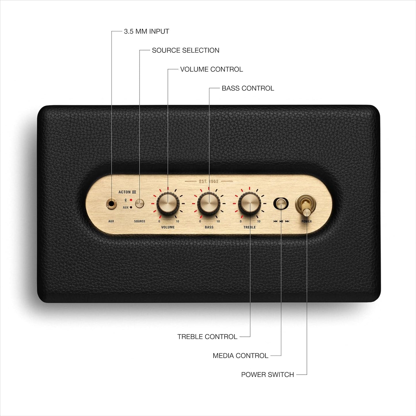 Marshall 1006008 Acton III Bluetooth Home Speaker - Black