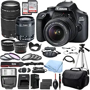 Canon EOS Rebel T100 18-55mm + 75-300mm Lens Bundle
