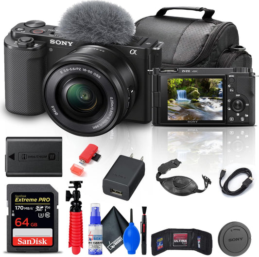 Sony ILCZV-E10L/B ZV-E10 Mirrorless Camera 16-50mm Lens Kit Renewed