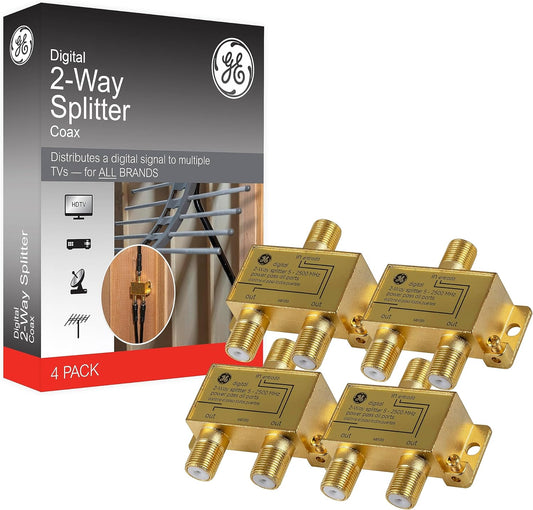 GE 55288 Digital 2-Way Coaxial Cable Splitter 4-Pack