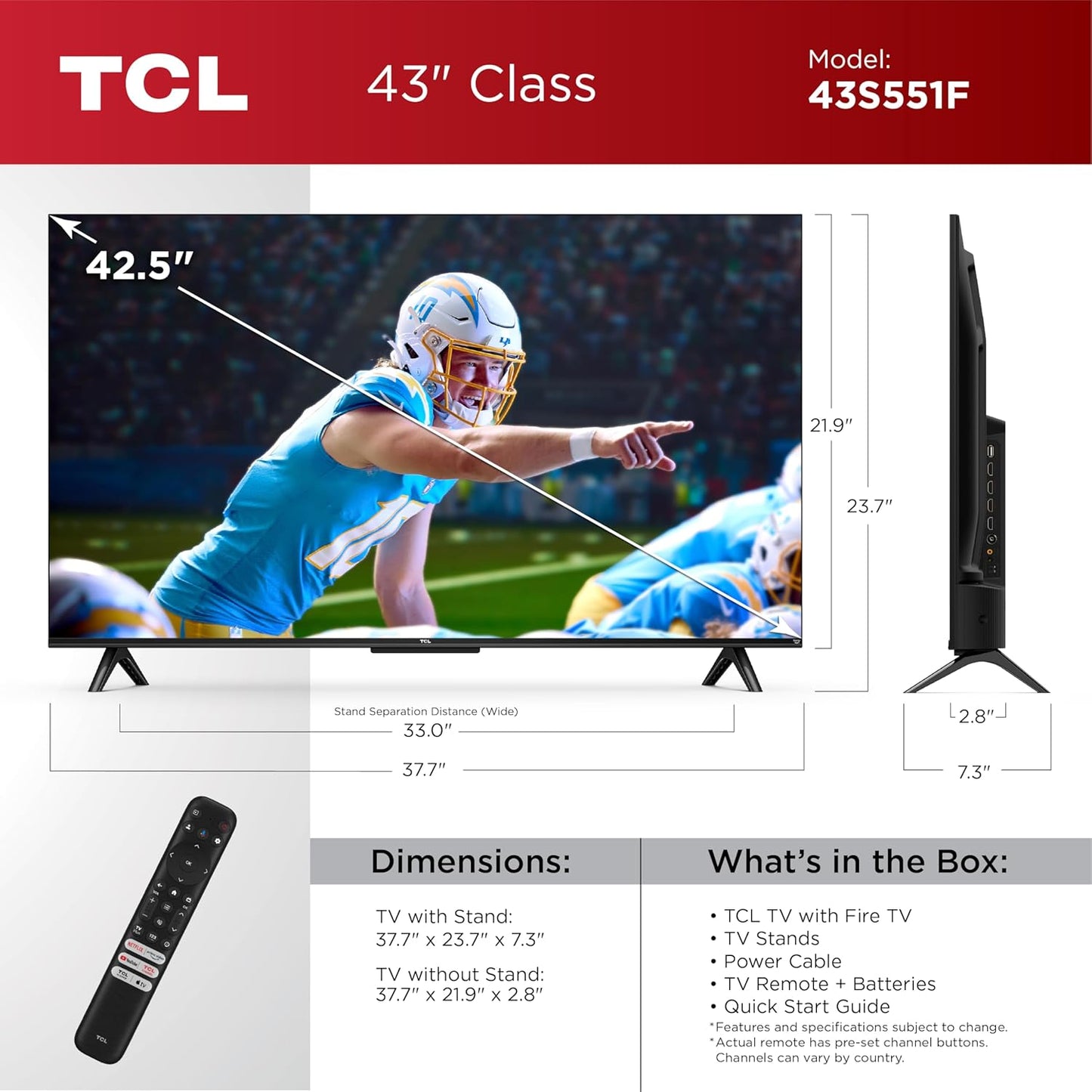 TCL 43S551F 43-Inch 4K UHD Fire TV
