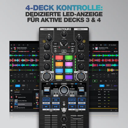 Reloop 246959 Mixtour Pro Ultra-Portable 4-Deck DJ Controller