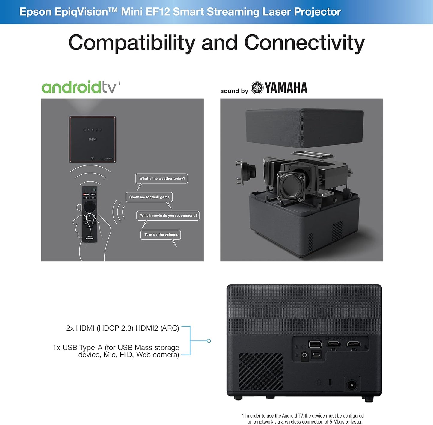 Epson EF12 EpiqVision Mini Smart Streaming Projector (Renewed)