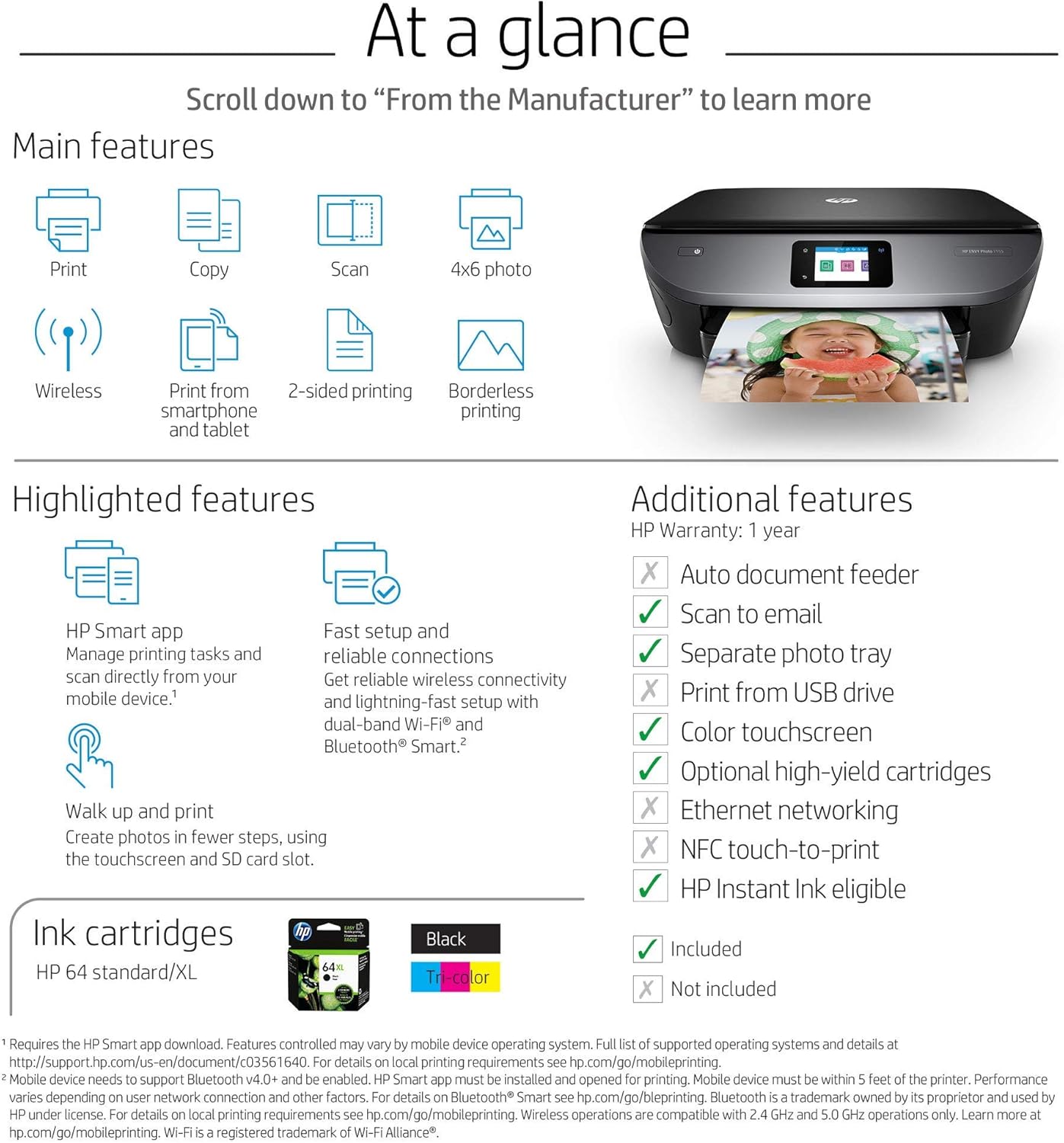 HP K7G93A Envy Photo 7155 Wireless Printer (Renewed)
