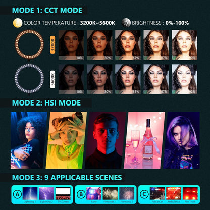 Neewer 18" RGB Ring Light with Stand Dimmable LED