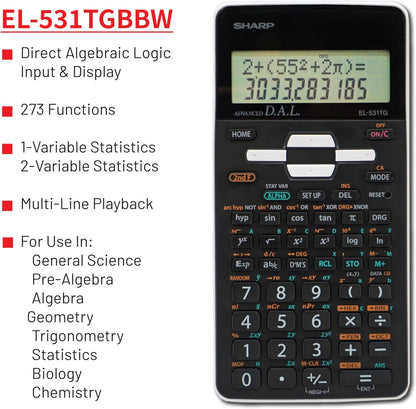 Sharp EL-531TGBBW Scientific Engineering Calculator - Black/White