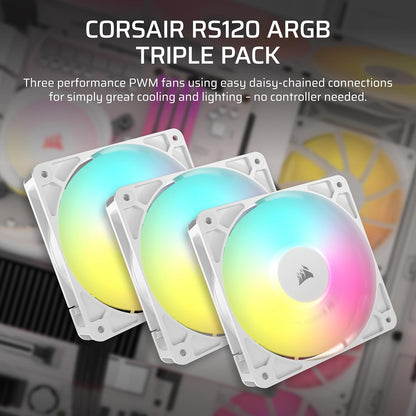 Corsair CO-9050185-WW RS120 ARGB White PWM Fan 3-Pack