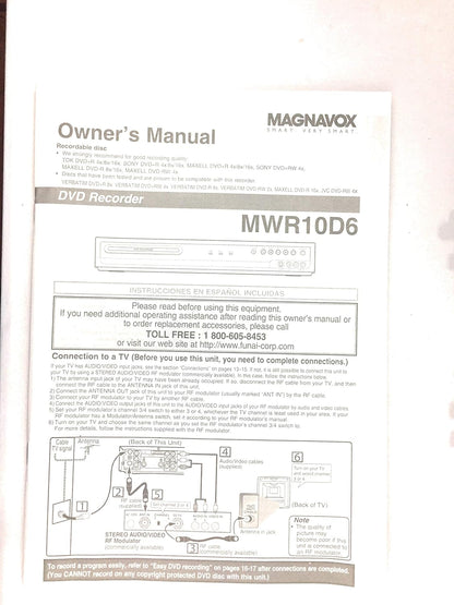 Magnavox MWR10D6 DVD Recorder - VCR Replacement