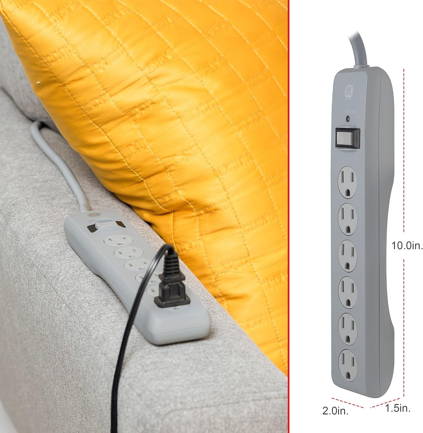 GE DFTQ-R201 6-Outlet Surge Protector Power Strip