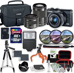 Canon M100 Mirrorless Camera 15-45mm 55-200mm Kit — main product image