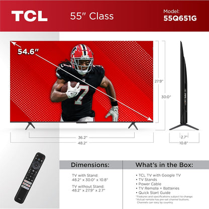 TCL 55Q651G 55-Inch QLED 4K UHD Smart Google TV