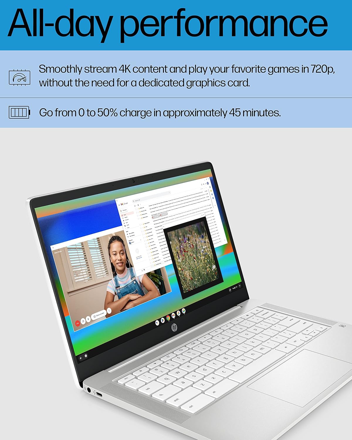HP 60F97UA#ABA 14" Chromebook, Celeron N4120, 64GB SSD