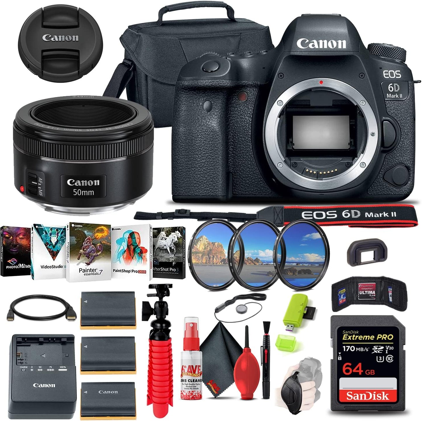 Canon 1897C002 EOS 6D Mark II DSLR Camera Bundle