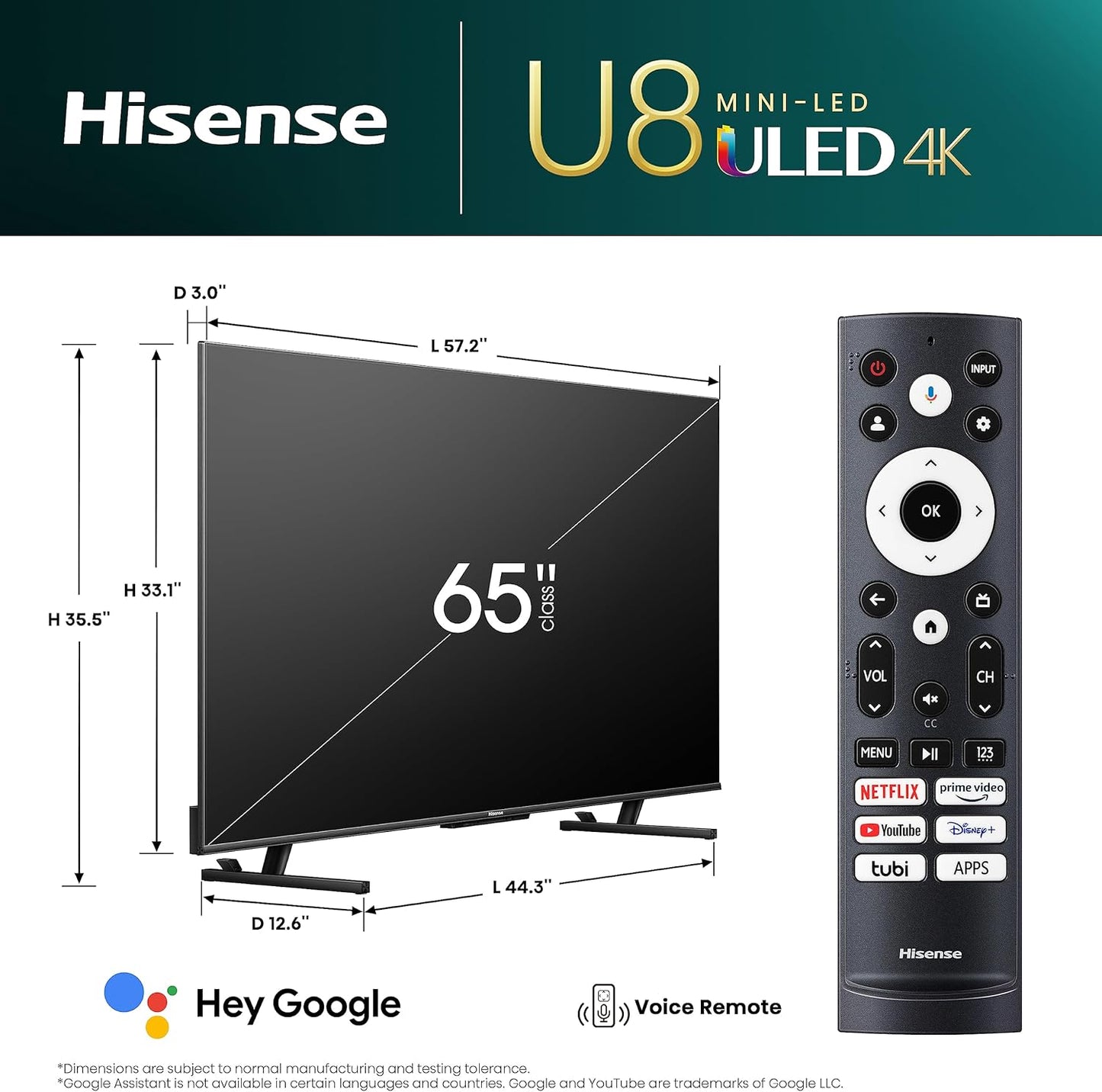 Hisense 65U8K 65-Inch Mini-LED ULED 4K Smart TV (Renewed)