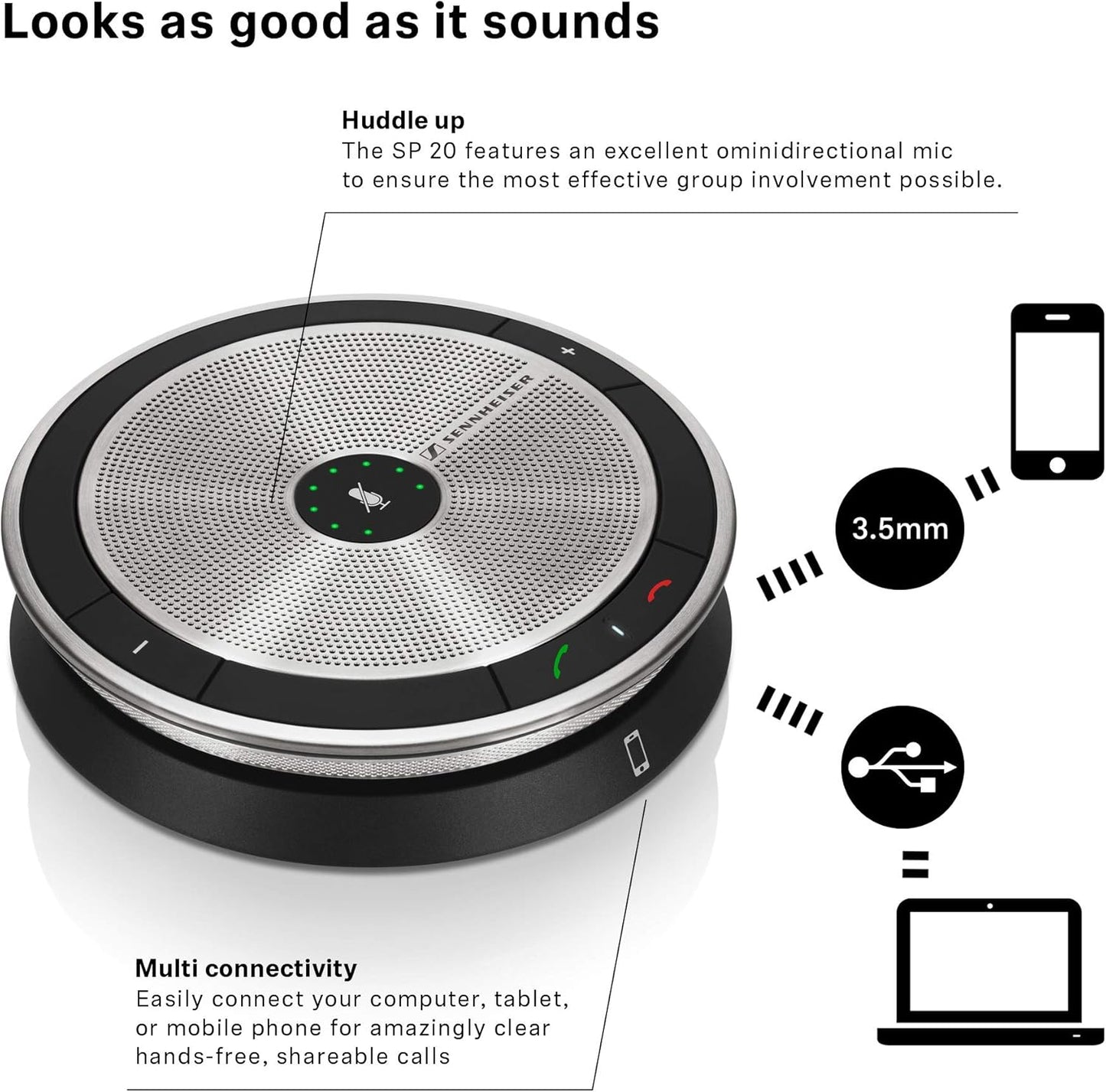 Sennheiser 615104250741 SP 20 Mobile Speaker Phone UC Optimized