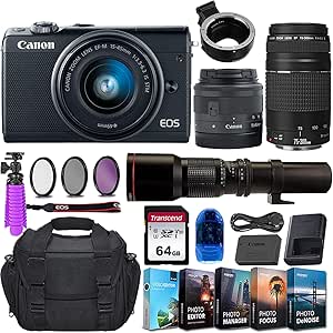 Canon EOS M100 Mirrorless Camera + 2 Lens Kit Bundle