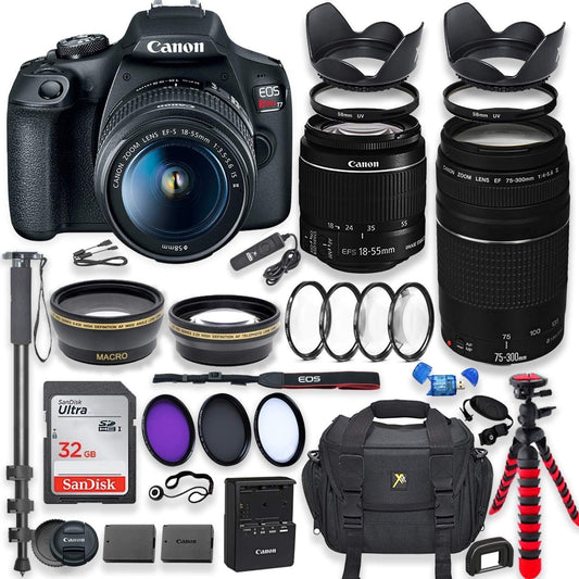Canon T7 EOS Rebel DSLR 18-55mm Lens Bundle Renewed