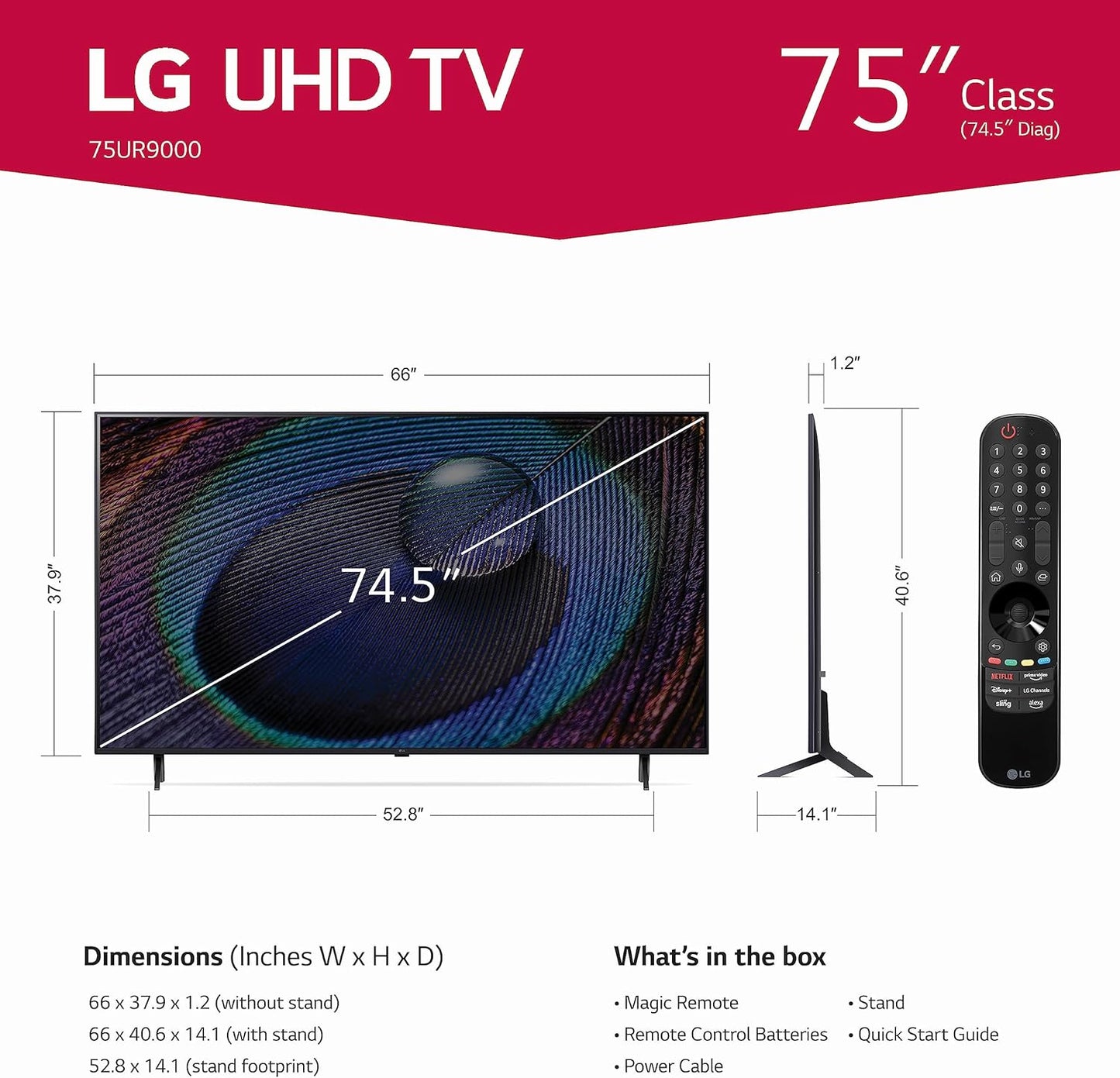LG 75UR9000PUA 75-Inch 4K UHD Smart TV Alexa Built-in
