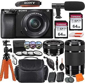 Sony Alpha a6100 Mirrorless Camera Bundle with 16-50mm and 55-210mm Lenses — main product image