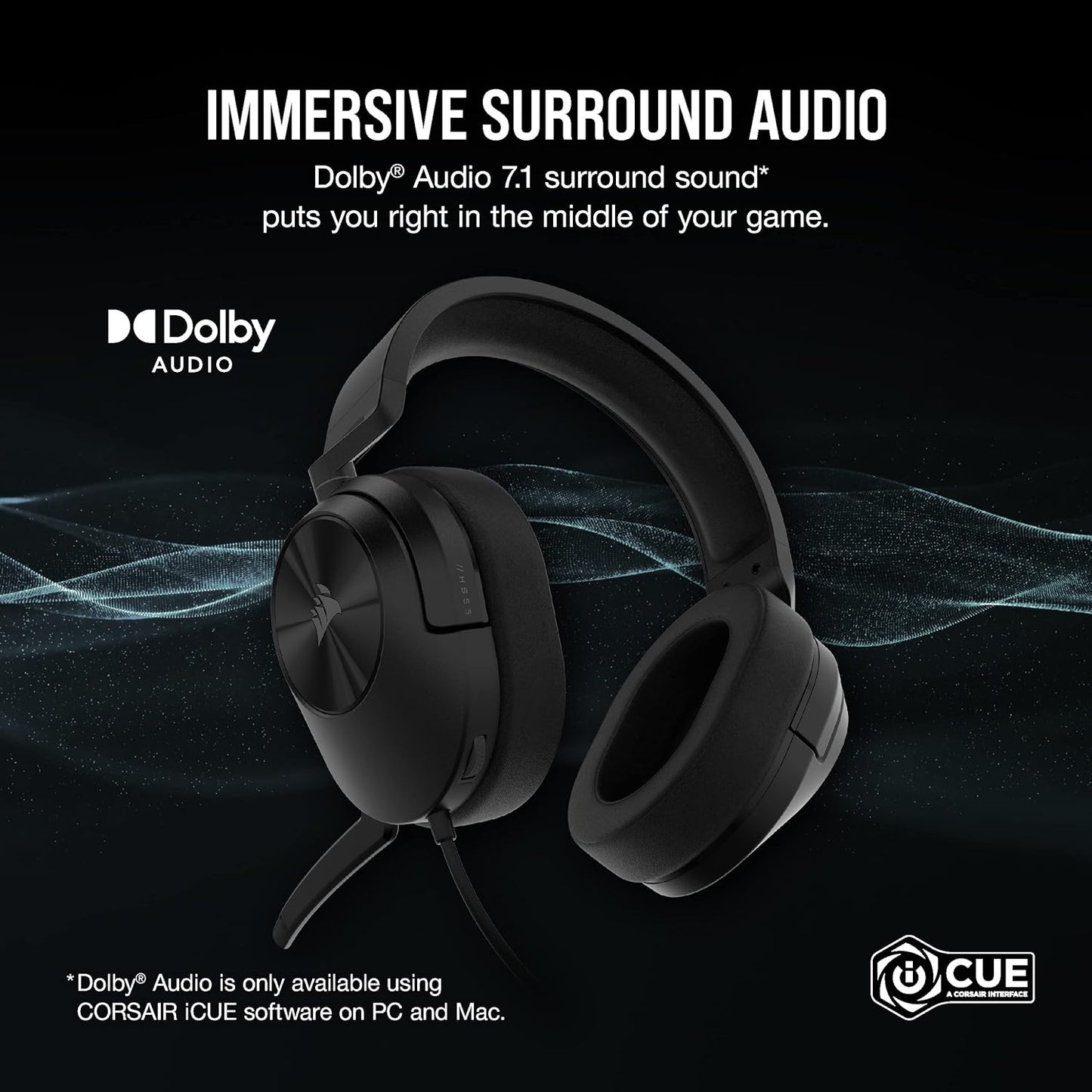 Corsair HS55 SURROUND Gaming Headset Dolby 7.1 Renewed