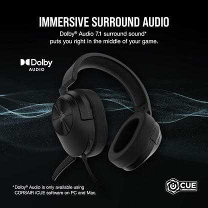 Corsair HS55 SURROUND Gaming Headset Dolby 7.1 Renewed