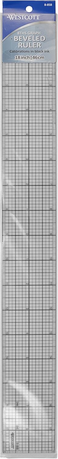 Westcott B-85B Beveled Graph Ruler 2x18 Transparent