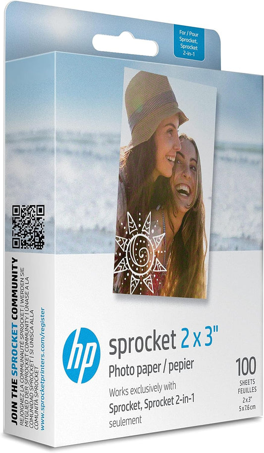 HP HPIZ2X3100 Sprocket 2x3 Sticky Back Photo Paper 100 Sheets
