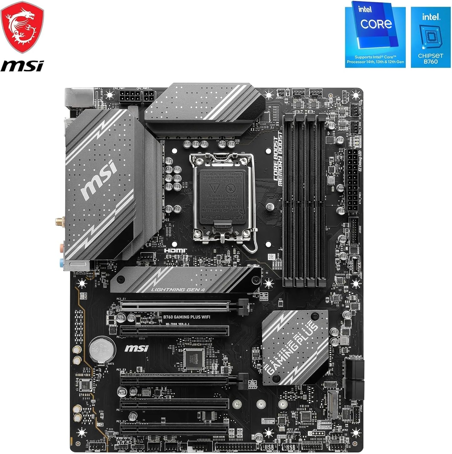 MSI 7D98-007R B760 Gaming Plus WiFi Motherboard