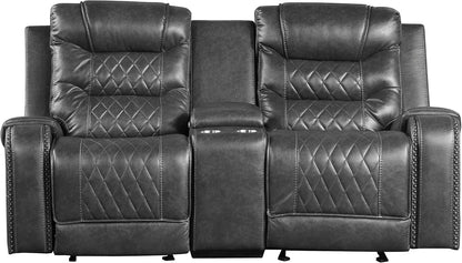 Lexicon S189405GY-2 Microfiber Reclining Loveseat Console Gray