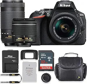 Nikon D5600 DSLR Camera Kit: 18-55mm & 70-300mm Lenses (Renewed)