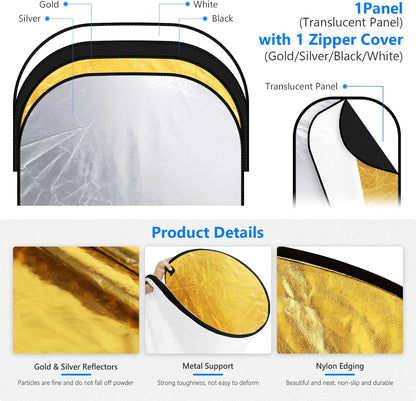 Neewer 10071556 40"x60" 5-in-1 Collapsible Light Reflector