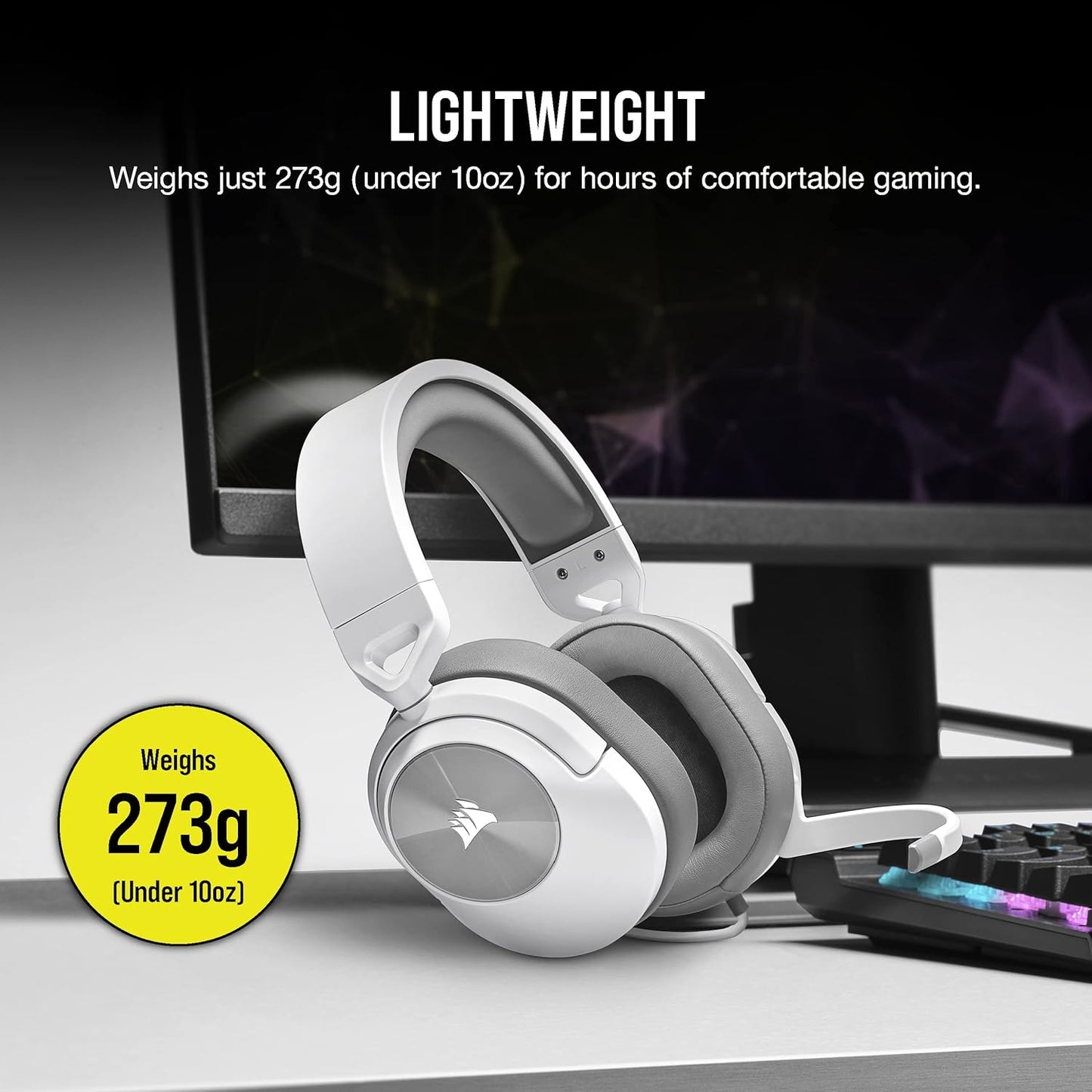 Corsair HS55 STEREO Gaming Headset White Renewed
