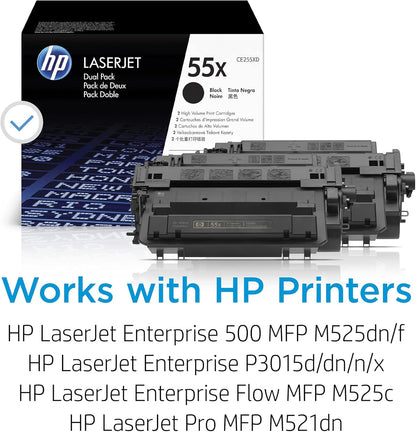HP CE255XD 55X High-Yield Black Toner - 2-Pack