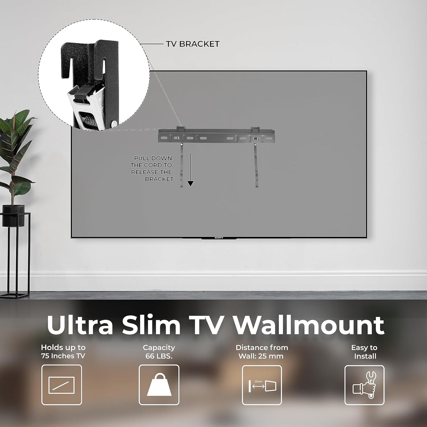 TCL 50S4 50" 4K Smart TV No Stands - Renewed Wall Mount