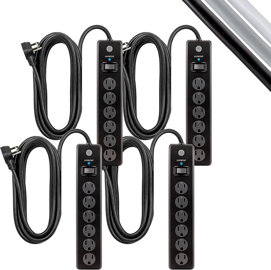 GE DFTQ-R188 6-Outlet Surge Protector 15Ft 4-Pack