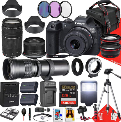 Canon EOS R7 Mirrorless w/Lenses + Bundle Renewed
