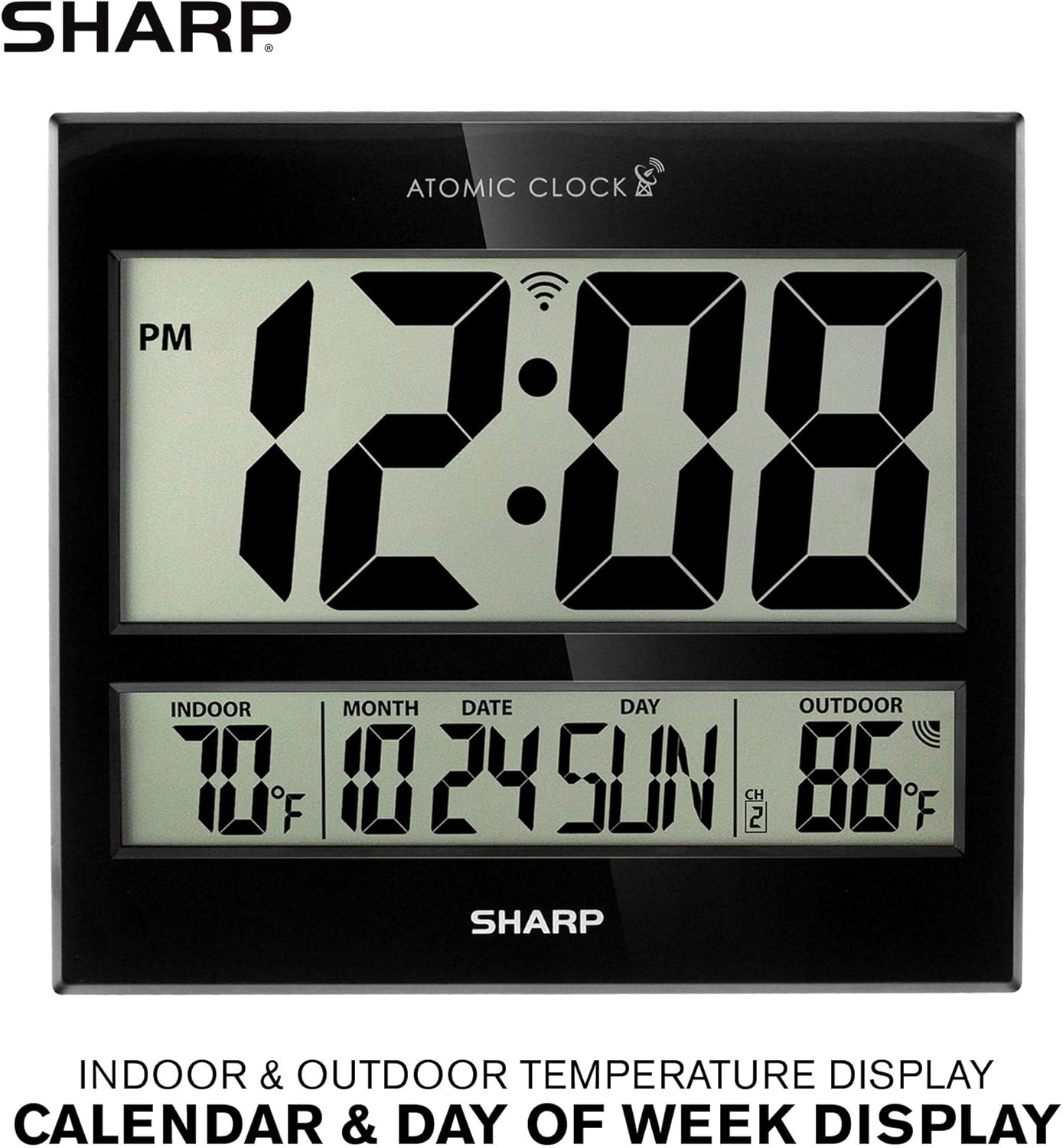 Sharp Atomic Clock with Indoor/Outdoor Temperature