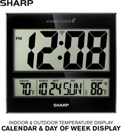 Sharp Atomic Clock with Indoor/Outdoor Temperature