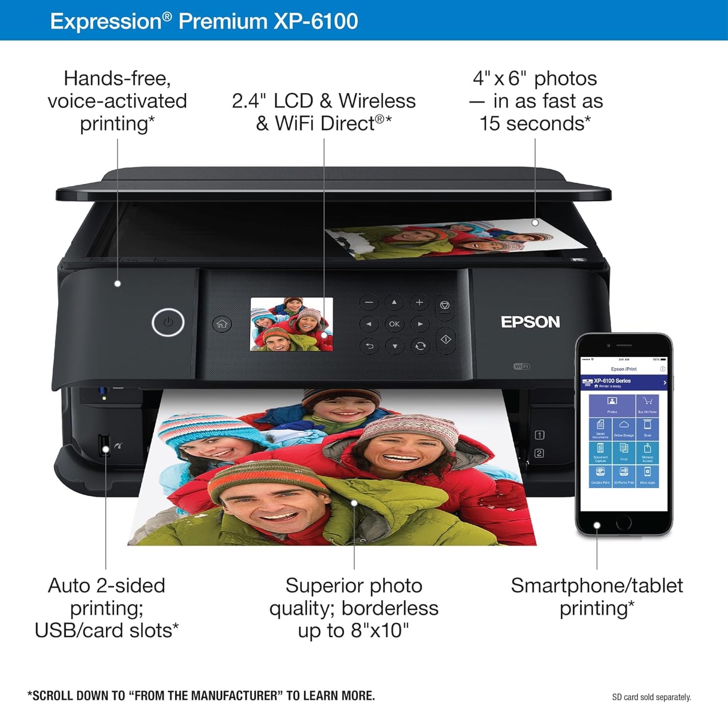 Epson XP-6100 Expression Premium Wireless Photo Printer