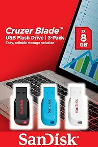 SanDisk SDCZ50-008G-B46T 8GB Cruzer Blade USB 2.0 Flash Drive 3-Pack