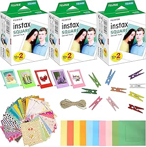 Fujifilm Instax Square Instant Film 60 Sheets Frame Bundle