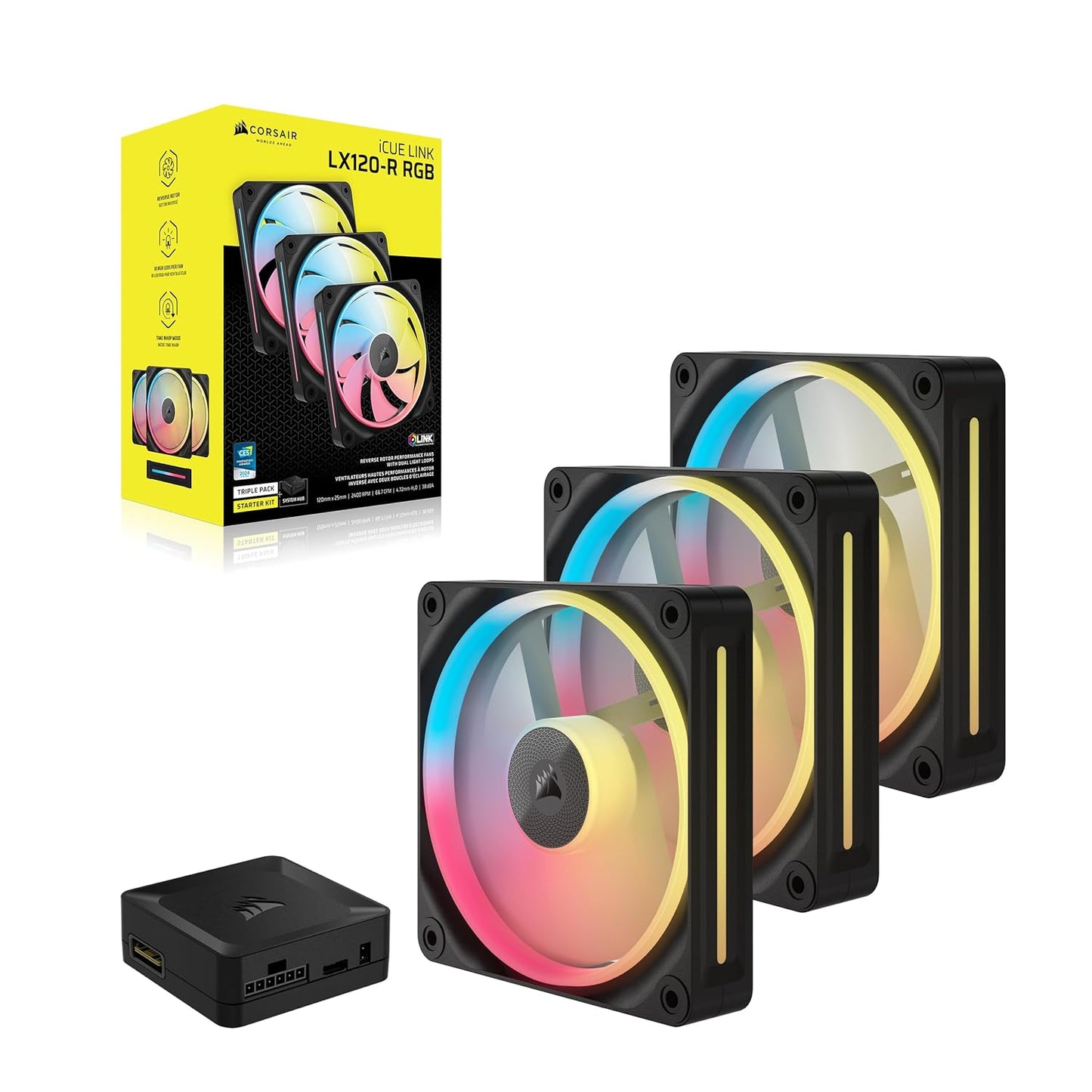 Corsair CO-9051050-WW iCUE Link LX120-R RGB Reverse Fans 3-Pack