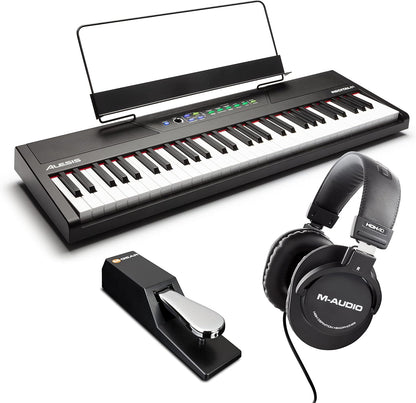Alesis HDH40 Recital 61-Key Piano Keyboard Pedal Bundle