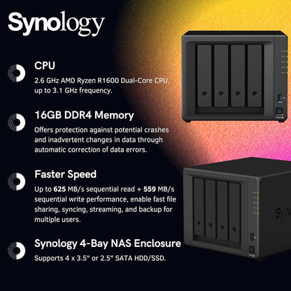 Synology NAS DS923+ 4-Bay DiskStation AMD Ryzen 16GB RAM