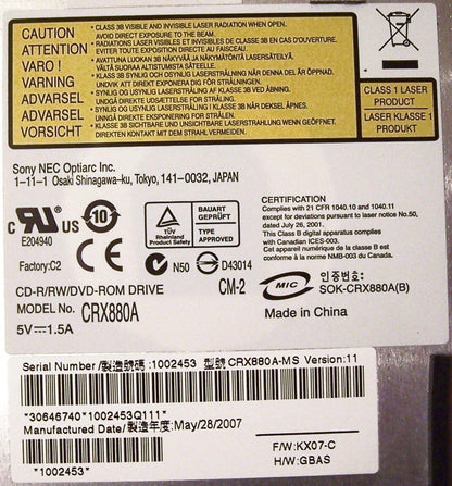 Sony CRX880A CD-RW/DVD-ROM SATA Optical Drive