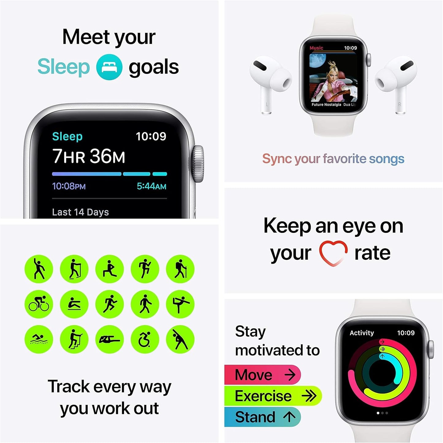 Apple A2351 Watch SE (GPS, 40mm) Silver (Renewed)