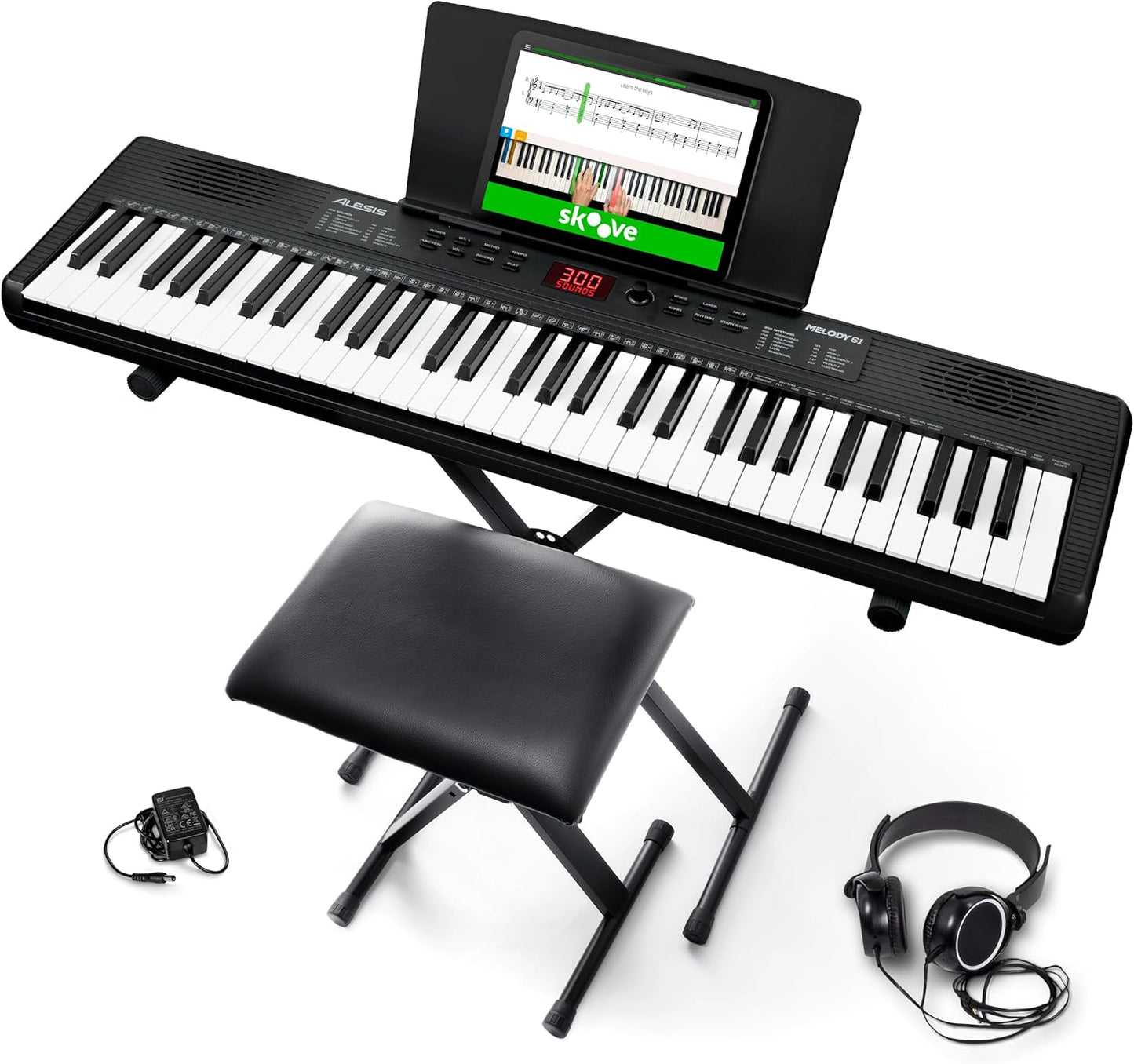 Alesis MELODY61 MK4 Beginner Keyboard Piano Bundle