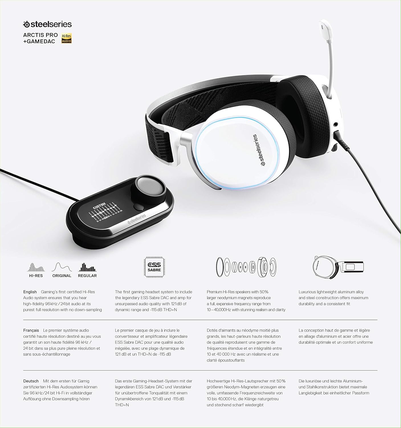 SteelSeries 61454 Arctis Pro GameDAC Hi-Res Gaming Headset
