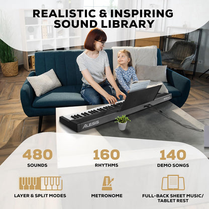 Alesis RECITAL PLAY KO 88-Key Beginner Piano Keyboard Bundle